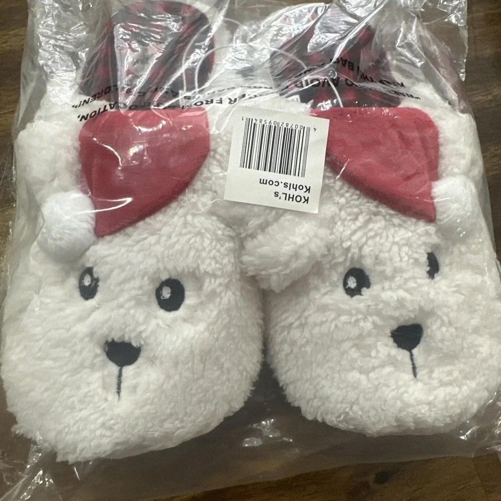 Christmas Slippers Boys Girls 4 Kids Slip On Clogs Santa Hat Teddy‎ Bear Youth